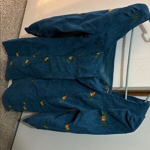 Cider Blue Mini Dress with Floral Embroidery